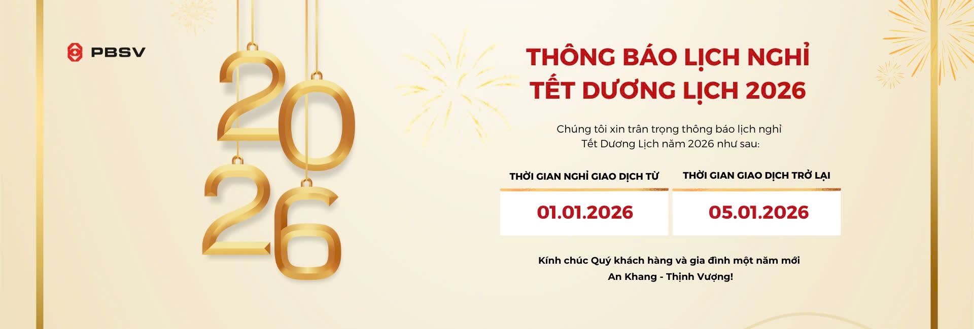 Thông báo: Lịch nghỉ Tết Dương lịch 2026